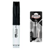 Kit Pincel Marcador Quadro Branco + Refil Com Ponta Extra Brw Preto