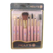 Kit Pincel Para Maquiagem Meily's Rosa Claro C/8 Mkp-146