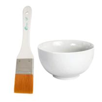 Kit Pincel Seda 1,5" Corporal e Cubeta Porcelana 300mL Estética - Peelings, Ácidos, Máscaras, Tratamento Estrias