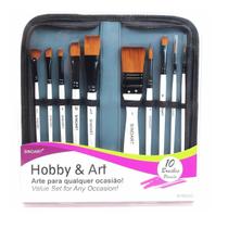 Kit Pincel Sinoart Hobby & Art SFB0243 - Estojo c/ 10