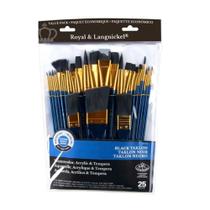 Kit Pincel Sintetico Aquarela, Acrilica Royal Azul 25 Pçs