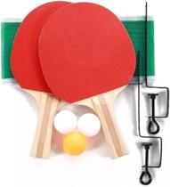 Kit Ping Pong 2 Raquetes 3 Bolas Suporte Rede