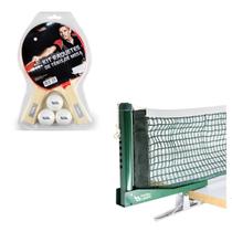 Kit Ping Pong 2 Raquetes Rede E 3 Bolinhas Pista e Campo