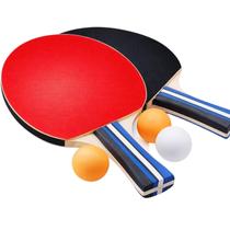 Kit Ping Pong 2 Raquetes Tênis De Mesa Com 3 Bolinhas