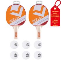 Kit Ping Pong 6 Bolas 1 Estrela + 2 Raquetes Impact 1000 Vollo