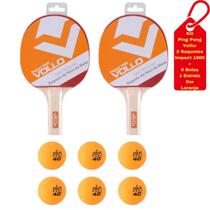 Kit Ping Pong 6 Bolas 1 Estrela + 2 Raquetes Impact 1000 Vollo