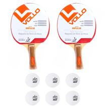 Kit Ping Pong 6 Bolas Branca 1 Estrela + 2 Raquetes Impulse Vollo Kit Ping Pong 6 Bolas Branca 1 Estrela + 2 Raquetes Impulse Vollo