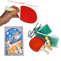 Kit Ping Pong C/ 2 Raquete 3 Bolinhas 1 Rede + Suporte Mesa