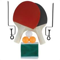 Kit Ping Pong C/ 2 Raquetes 3 Bolas 1 Rede + Suporte Mesa