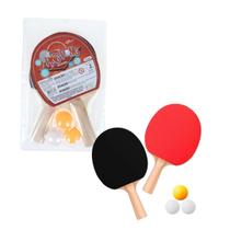 Kit Ping Pong C/ 2 Raquetes + 3 Bolinhas Tênis de Mesa