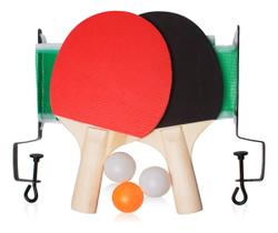 Kit Ping Pong Com 2 Raquete 3 Bolas E Rede Tênis De Mesa - MB
