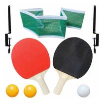 Kit Ping Pong Com 2 Raquetes + Rede + 3x Bolas Tenis De Mesa