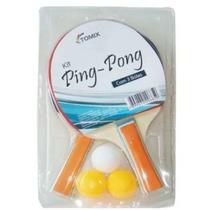 Kit Ping Pong Com 3 Bolas Raquetes De Madeira- Toymix