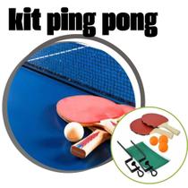 Kit Ping Pong com Rede 2 Raquetes e 3 Bolinhas tênis de mesa