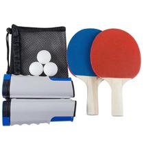 Kit Ping Pong Com Rede Retrátil + 2 Raquetes + 3 Bolinhas + Bolsa