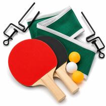 Kit Ping Pong Completo Tênis de Mesa 2 Raquetes 3 Bolas Rede Suporte Portátil Lazer Família Crianças