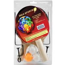 Kit Ping Pong Gold Sports Lazer - 2 raques 3 bolas rede e suporte Kit Ping Pong Gold Sports Lazer - 2 raques 3 bolas rede e suporte