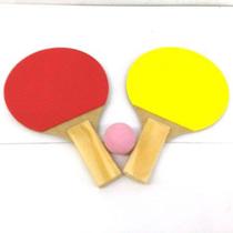 Kit Ping Pong Madeira Simples - 2 Raquetes e 1 Bola -Lufe