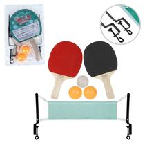 Kit Ping Pong Mesa 2 Raquetes 1 Rede 3 Bolinhas e Suporte