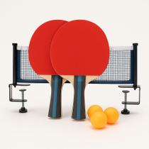 Kit Ping Pong Profissional Brasport 2 Raquetes 3 Bolas Rede Suporte