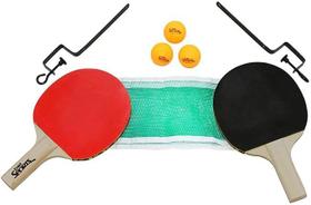 Kit Ping Pong Raquete Tenis De Mesa Lisa Com Rede e Bolinhas