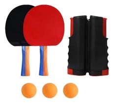Kit Ping Pong Rede Retrátil Raquete Profissional 3 Bolinhas