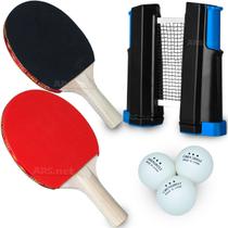 Kit Ping Pong Rede Retrátil Raquete Profissional Com 3 Bolinha