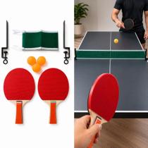 Kit Ping Pong Tenis De Mesa 02 Raquetes 03 Bolinhas Redinha 120cm Kit Ping Pong Tenis De Mesa 02 Raquetes 03 Bolinhas Redinha 120cm