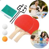 Kit Ping Pong Tênis De Mesa - 2 Raquetes + 3 Bolas + 1 Rede - DM Variedades