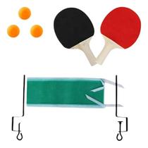 Kit Ping Pong Tênis De Mesa - 2 Raquetes + 3 Bolas + 1 Rede