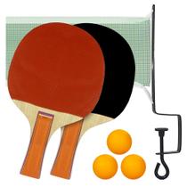 Kit Ping Pong Tênis De Mesa 2 Raquetes 3 Bolas C/ Rede