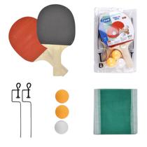 Kit Ping Pong Tenis De Mesa 2 Raquetes 3 Bolas Suporte Rede
