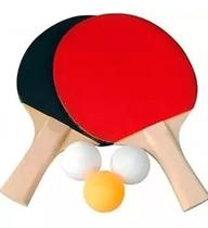 Kit Ping Pong Tênis De Mesa Com 2 Raquetes + 3 Bolinhas - FU XING