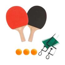 Kit Ping Pong Tênis de Mesa com 2 Raquetes Rede e 3 Bolinhas Kit Ping Pong Tênis de Mesa com 2 Raquetes Rede e 3 Bolinhas
