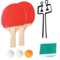 Kit Ping Pong Tênis de Mesa Par de Raquete Suporte De Mesa Com Rede Mais 3 Bolinhas Profissional - Red Place