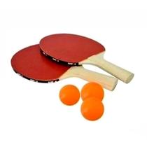 Kit Ping Pong Tênis Mesa Com 2 Raquetes E 3 Bolinhas - IDEA-PRO