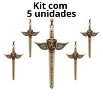 Kit Pingente Espada Quaresma de São Miguel 7,8 cm - 5 unidades Kit Pingente Espada Quaresma de São Miguel 7,8 cm - 5 unidades