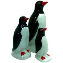 Kit Pinguim De Geladeira 3 Peças Porcelana Enfeite Decoração - AY