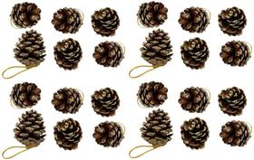 Kit Pinha Natural de Natal Glitter Dourado 4cm 24 Peças - Magizi Kit Pinha Natural de Natal Glitter Dourado 4cm 24 Peças - Magizi