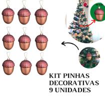 Kit Pinhas Decoração Árvore de Natal Gliter 9 Unidades