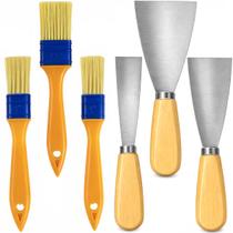 Kit Pintor 3 Espátulas + 3 Pincéis Massa Corrida Pintura