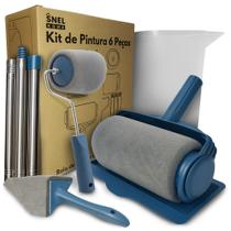 Kit Pintor Rolo Magico Com Reservatório Tinta Parede 1 Litro 8 Peças Bandeja E Pad Para Pintura Cantos Antirrespingo Profissional