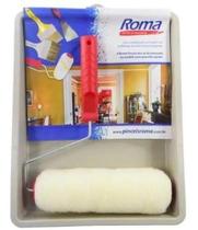 Kit Pintura 03 Peças 01 Bandeja, 01 Rolo Lã Alto 23cm e 01 Cabo Roma
