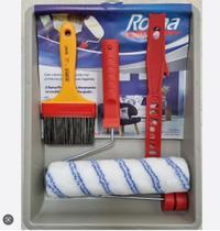 Kit Pintura 5 peças Rolo Pincel Bandeja Cabo Misturador Roma