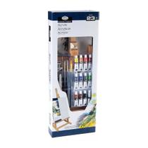 Kit Pintura Acrilica C/ Cavalete Royal 23 Pçs