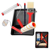 Kit Pintura Anti Respingo 6pcs Pincel, Rolo Grande E Pequeno, Bandeja, Extensor Profissional Tinta