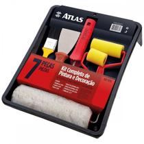 Kit Pintura Atlas Com 7 Pecas - Bandeja + Garfo + 3 Rolos + Espatula + Trincha Kit Pintura Atlas Com 7 Pecas - Bandeja + Garfo + 3 Rolos + Espatula + Trincha
