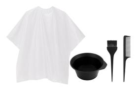 Kit Pintura Cabelo Capa Descartável Tigela Pincel Pente Profissional