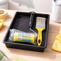 Kit Pintura Castor 3 Peças Rolo Espuma 9cm Trincha Bandeja 300ml Kit Pintura Castor 3 Peças Rolo Espuma 9cm Trincha Bandeja 300ml