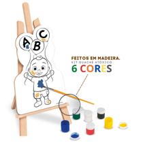 Kit Pintura Cavalete Infantil Madeira Cocomelon c/ 13 Pçs - Nig Brinquedos
